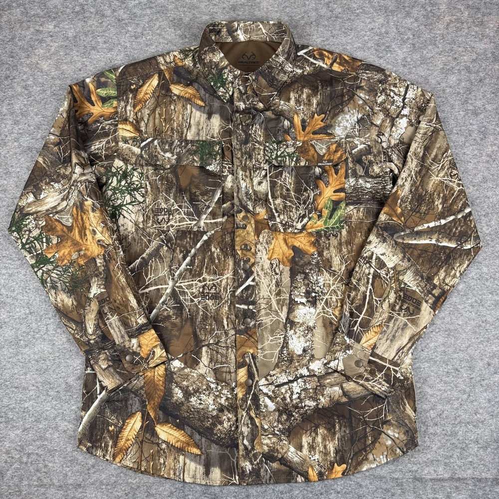 Realtree Snap Front Shirt Long Sleeve Realtree Edge Camouflage Camo Mens Small S